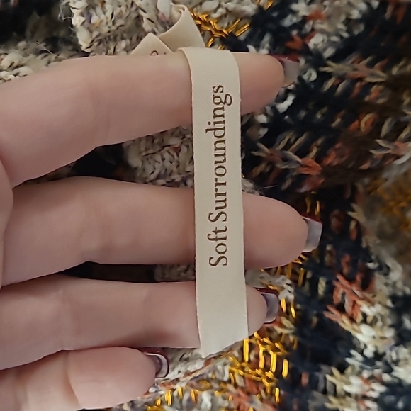 Soft Surroundings sz large striped cardigan sweater with fringe WT233 - Picture 6 of 6